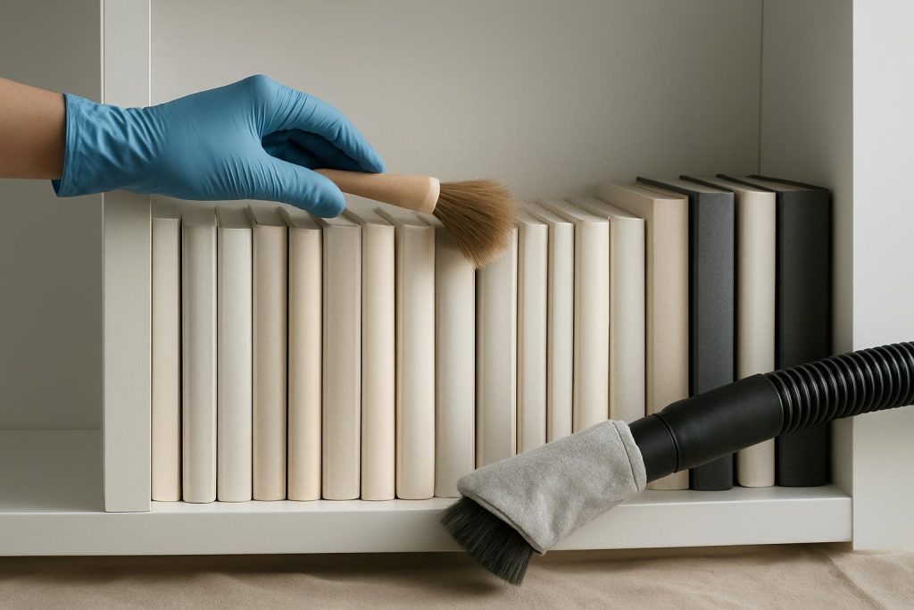 How To Clean Your Bookshelves Without Removing Books